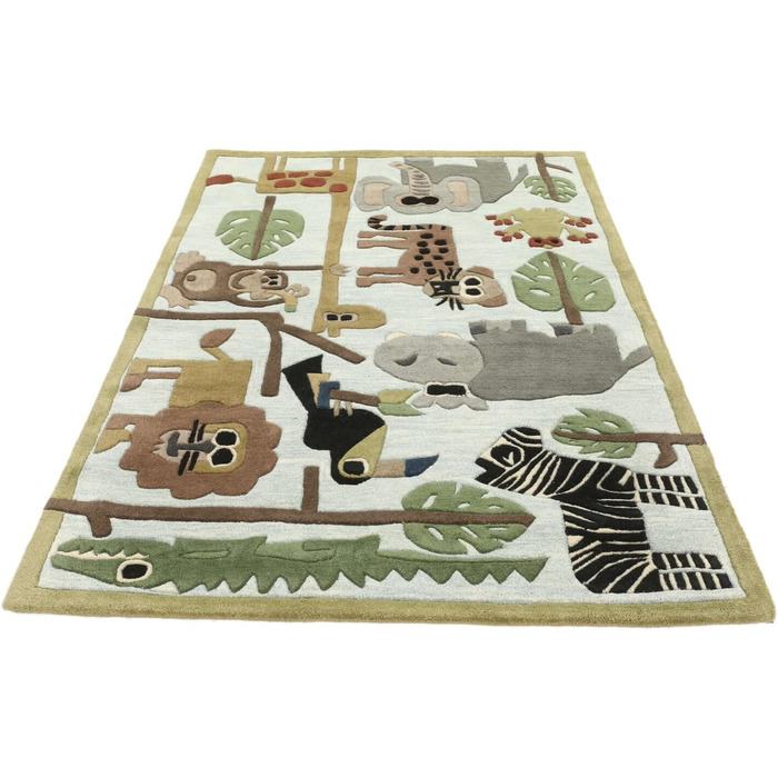 Зоопарк ручної роботи, Килимок для дитячої кімнати, 170 x 240 см, Дитячий килимок для дітей, Ігровий килимок для немовлят, Сучасни