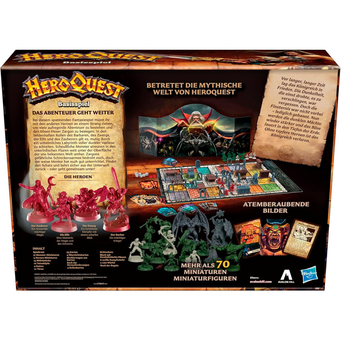 Базова гра Avalon Hill HeroQuest, пригодницька гра в стилі фентезі з мініатюрами, від 14 років, для 2 - 5 гравців Одна базова гра