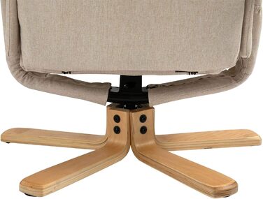 Крісло-реклайнер IDIMEX Charly з підніжкою, поворотне та регульоване по куту нахилу, бежевий максимум навантаження 100 кг для вітальні, крісло для телевізора, крісло-реклайнер, м&39яке крісло та підніжка