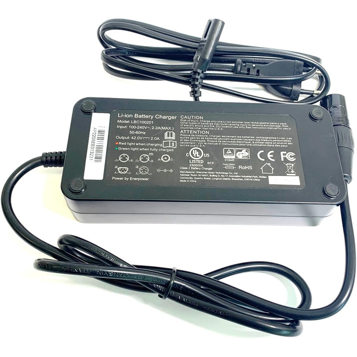 Зарядний пристрій Enerpower Li-Ion 36V для Babboe XLR-4Q 2A Big-E, Dog-E, Pro Trike-E та QWIC Trend, Compact