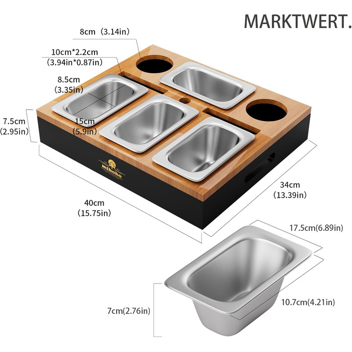 Барна стійка для дивана, органайзер для бічних/журнальних столиків, дерев&39яна барна стійка для дивана як подарунок до пива для чоловіків, піднос для дивана з чотирма мисками для закусок та кількома місцями для зберігання (чорний)