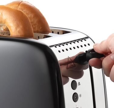 Тостер Russell Hobbs на 2 скибочки кольори плюс нержавіюча сталь чорний (надширокі слоти для тостів, в т.ч. підставка для булочок,