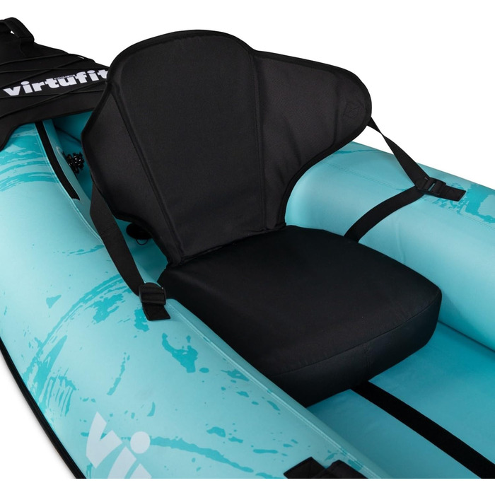 Надувний каяк VirtuFit 335 2 особи опція 3-го місця вкл. 2 сидіння для каяка, сумку для перенесення та 2 ласти для моря, річки та озера стабільна конструкція 335 см бірюзовий
