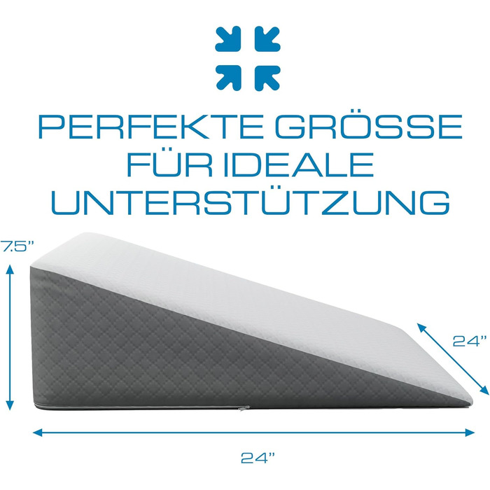 Подушка-клин з верхом з піни з ефектом пам&39яті Стильний жакардовий чохол Клиноподібна подушка для сну та подушка від кислотного рефлюксу, печії та ГЕРХ - Подушка від хропіння Стандартна ширина 7,5&39 Висота