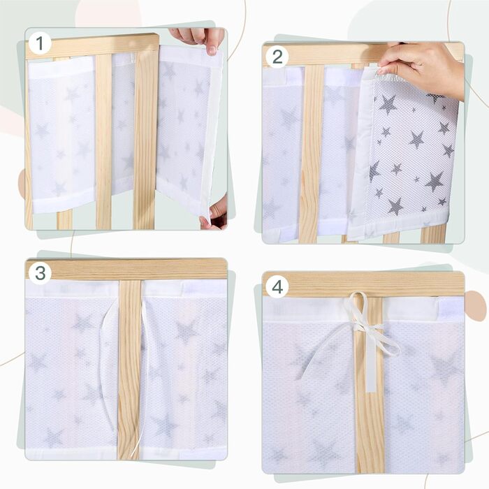 Захист для ліжечка Sour Lemon Baby Nest, 2 шт., захисний бар&39єр для ліжечка, 3D сітчаста підкладка, дихаюча закрита частина ліжечка, захист від потоку повітря (зірка)