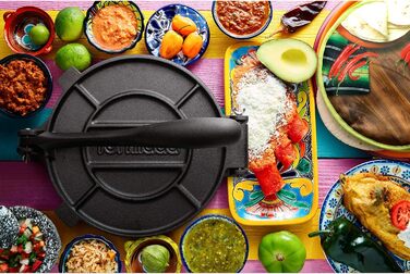 Преміальний чавунний прес для тортильї з рецептами та інструкціями (20 см)