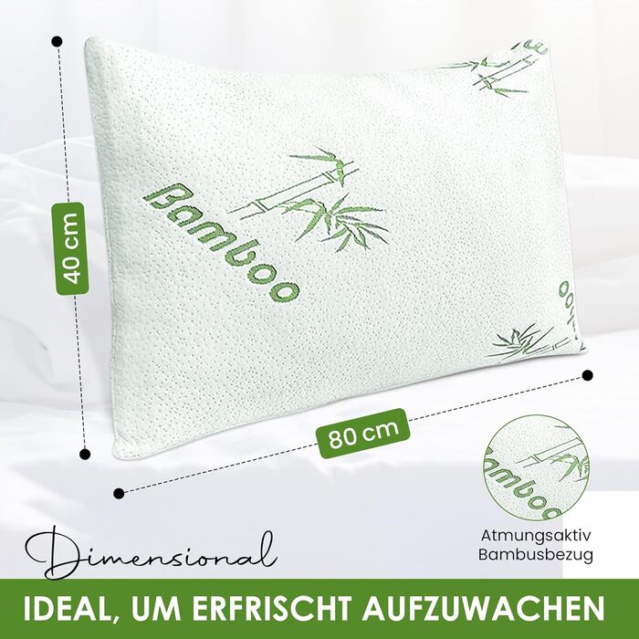 Ортопедична подушка для шиї - Подушка для голови виготовлена з в&39язкопружної гелевої піни (піна з ефектом пам&39яті), що знімає тиск, з бамбуковим чохлом - Подушка 40x80 см - Висота 15 см