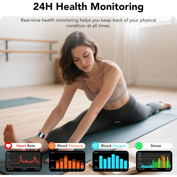 Жіночий смарт-годинник CASCHO з функцією телефону, 1,85-дюймовий смарт-годинник, фітнес-годинник із 120 спортивними режимами, пульсометром/SpO2/крокоміром/монітором сну, водонепроникний фітнес-трекер IP68 для iOS та Android, рожеве золото