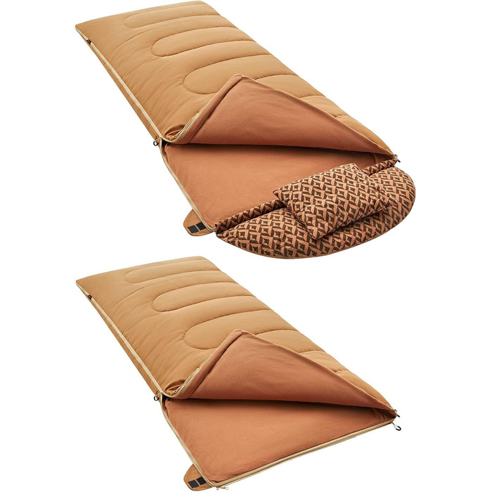 Спальний мішок KingCamp Blanket, Лісовий, Зимовий, XL, Довгий, Широкий, Бавовна -22C, Капучино - 500 г/м