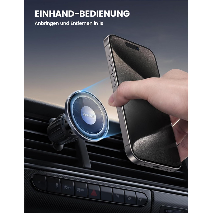Автомобільний тримач мобільного телефону Lamicall для автомобільного кріплення MagSafe - 2024 HD скляна пластина Сильний магнітний