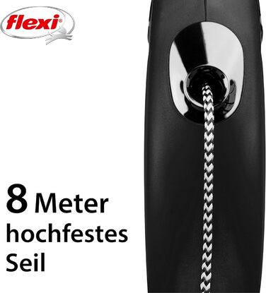 Висувний повідок для собак дрібних порід до 12 кг, 8 м Чорний Вага 228.8 г Розміри 10.3 x 16.8 см S 8 м (макс. 12 кг) Чорний