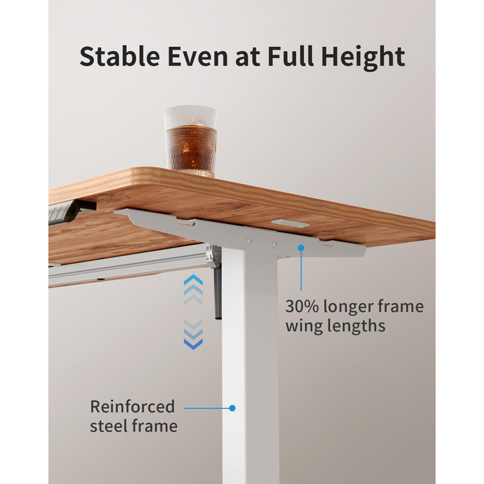 Стіл FEZIBO з регульованою висотою та портами зарядки USB-A та USB-C, 100 x 60 см, стіл для роботи сидячи та стоячи, стіл з електричним регулюванням висоти, ергономічний комп&39ютерний стіл для домашнього офісу, світло-коричневий 100 x 60 см світло-коричн