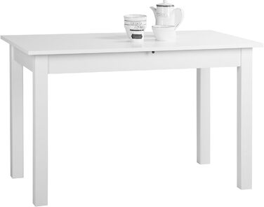 Розсувний обідній стіл mbelando на 4 ніжках білого кольору, стійкий до ударів та подряпин, вміщує до 6 осіб - 120 (160) x 76,5 x 70 см (Ш/В/Г) Розсувний стіл, дерев&39яний стіл, обідній стіл, кухонний стіл, прямокутний 120 см, білий