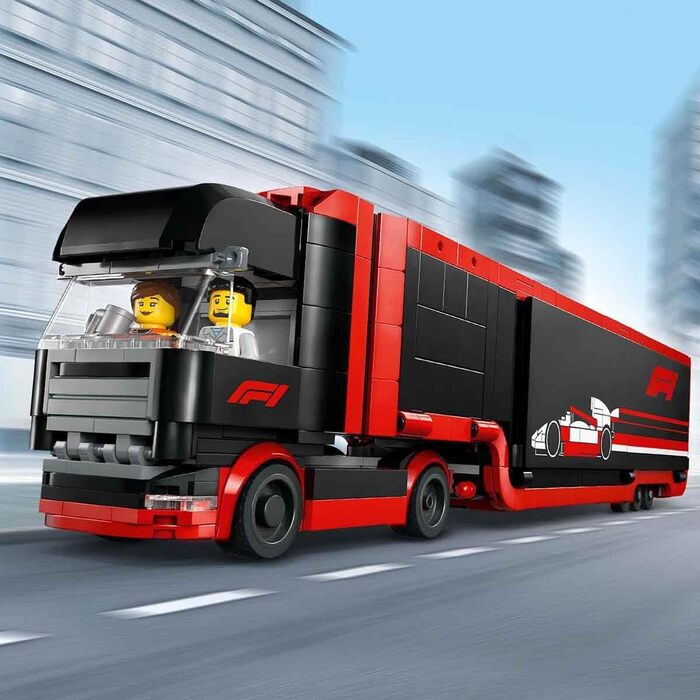 Іграшковий автомобіль-транспортер для команд Red Bull & Aston Martin Formula 1 - Включає 5 мініфігурок - Подарунок для хлопчиків і