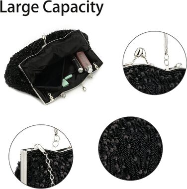 Жіноча клатч-сумочка з перлами ручної роботи, вечірня сумочка для вечірок та весіль (Чорна)
