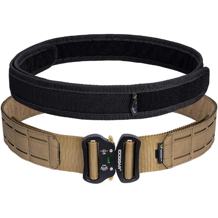 Тактичний ремінь з лазерним різанням 5 см, регульований бойовий ремінь із внутрішньою/зовнішньою системою ременів та застібкою на липучці, ремінь для страйкболу, тренувань на природі та тактичних тренувань M CB