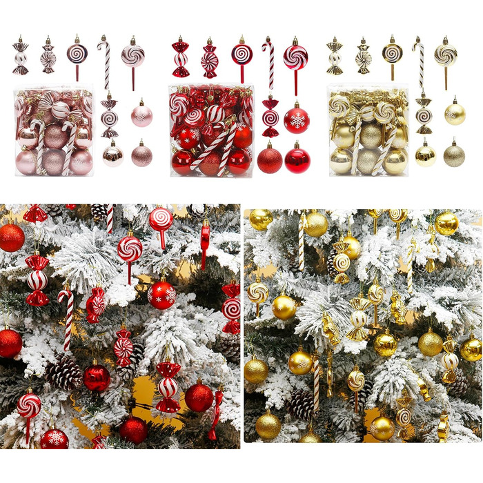 Різдвяні кулі 36 шт рожеве золото Xanorrg