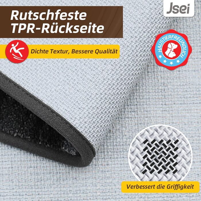 Килимок для внутрішніх приміщень JSEI 80x120 см, нековзний килимок для дверей, який можна прати в пральній машині, водонепроникний килимок для дверей, нековзний килимок для собак, що вловлює бруд, вхід, передні двері та коридор, світло-сірий 80 x 120 см