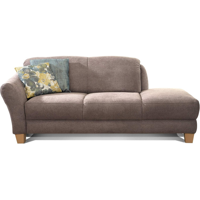 Шезлонг CAVADORE Gootlaand, шезлонг з пружинною серцевиною та лівим підлокітником у стилі кантрі, 194 x 84 x 91 см, коричневий, лівий підлокітник, ніжки натуральний паризько-сірий колір