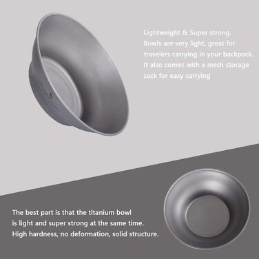 Мл Титанові миски Тарілка Ультралегка одностінна чаша Тарілка Відкритий кемпінговий посуд Кухонне приладдя з сумкою для перенесенн