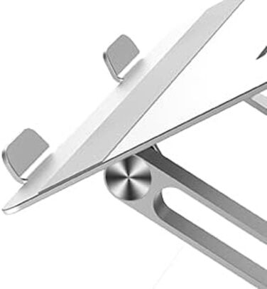 Підставка для ноутбука Konsol, складна, з регульованим кутом нахилу, легка та міцна з алюмінію, сумісна з ноутбуками до 17 дюймів (Золота)