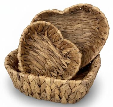 Набір із 3 порожніх подарункових кошиків у формі серця Декоративні подарункові кошики з міцного матеріалу, ідеально підходять для подарунків, зберігання та декорування.