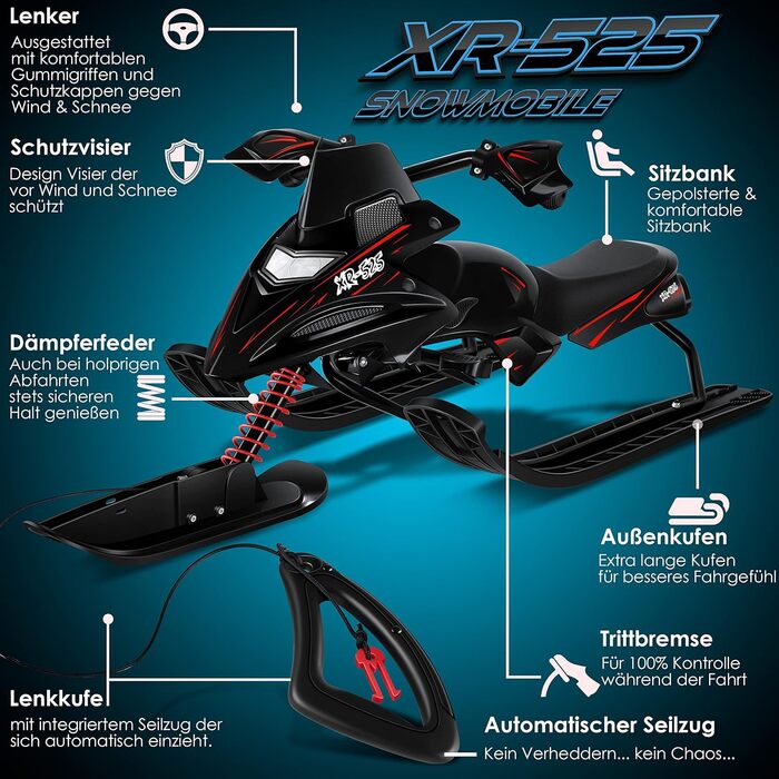 Дитячий снігохід Kesser XR-525, кермовий, з ножними гальмами