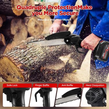 Міні-бензопила Aofesel Mini Chainsaw, 21В 8-дюймова та 6-дюймова міні-ручна бензопила з 2 акумуляторами та 2 ланцюгами із загартованого сплаву, портативна одноручна електрична ланцюгова пила для обрізання гілок дерев, подвір'я, дому та саду