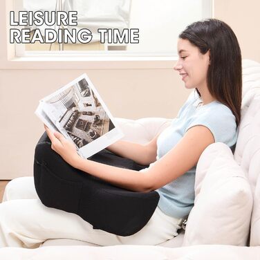 Подушка для читання на коліна, подушка для ноутбука, м&39який стіл для колін, ігрова подушка для читання, роботи, гри в ліжку, на дивані, в машині (чорна)