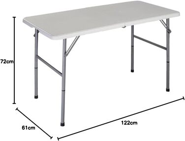 Складаний стіл Home Vida, 1,2 м, міцний, надзвичайно надійний, для кемпінгу, фуршету, весілля, ринку, саду, вечірки, багажника автомобіля, пікніка, для використання в приміщенні та на вулиці, складаний, білий 122 см