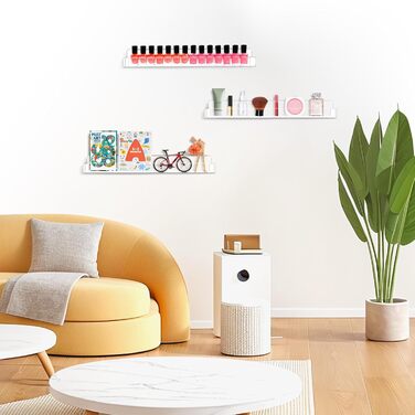 Настінна полиця для акрилового лаку для нігтів з 6 предметів, стійка для фарб, настінна косметична вітрина з протиковзкими вставками, на 90 флаконів (15 дюймів)