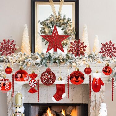 Набір різдвяних прикрас із 135 предметів червоні Miaikoe