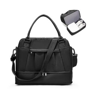 Мала дорожня сумка, 40x20x25 см, Ручна поклажа Ryanair для літаків, Спортивна сумка на вихідні, Жіноча водонепроникна дорожня сумка, Сумка для підгузків, Сумка для клініки, Сумка для пологів, Лікарняна сумка з відділенням для взуття, B-Black B01-black Rya