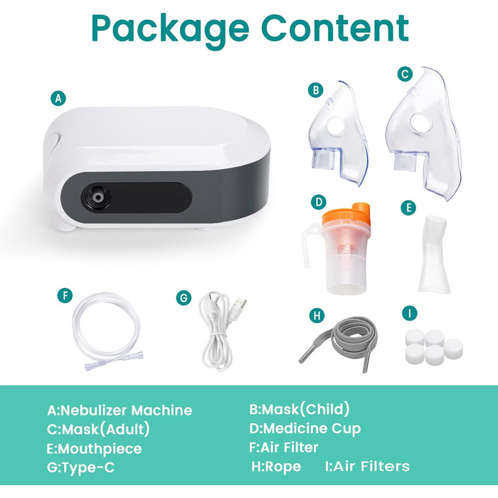 Інгалятор для дорослих, світлодіодний цифровий дисплей інгалятор дитячий, компресорний небулайзер портативний з функцією таймера інгалятор дорослий дитячий ефективний при респіраторних захворюваннях в домашніх умовах сірий
