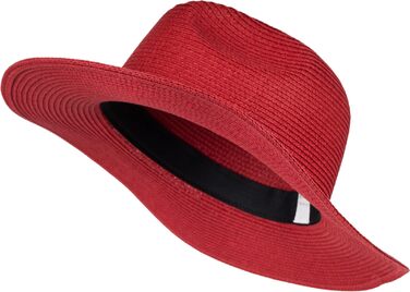 Жіночий панамський капелюх-сонце styleBREAKER з паперової соломи Складаний капелюх-м&39ятник з широкими полями Літній капелюх-федора для пляжу та фестивалів, один розмір, червоний