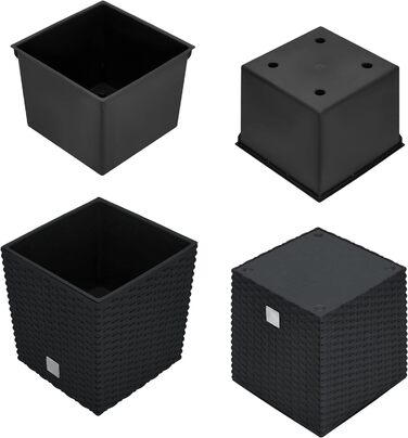 Горщики для квітів 9,8 л Висота 23 см Антрацит Пластиковий горщик для рослин з внутрішнім горщиком Набір горщиків для квітів під р