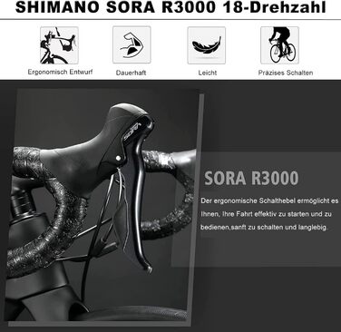 Карбоновий гравійний велосипед KABON, шосейний велосипед T800 з карбоновою рамою 700C з 18 передачами, інтегрованим карбоновим кермом, дисковими гальмами, унісекс-шосе, колір хамелеон синій 56 см