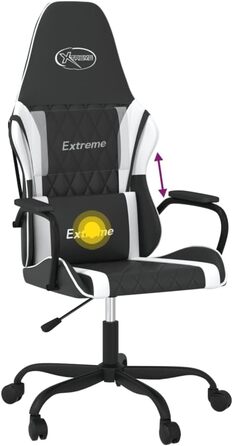 Ігрове крісло, офісне крісло, масажне крісло, чорно-біле, штучна шкіра