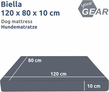 Ваше ортопедичне ліжко для собаки GEAR Biella 120x80x10 см, килимок для собаки, подушка для собаки, Oeko-TEX, можна прати