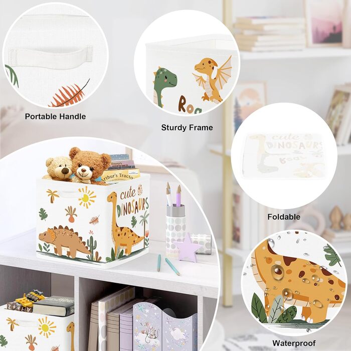Коробка для зберігання 3 шт. и бохо динозавр кошик для зберігання дітей складаний пальмовий кубик для зберігання яєць іграшок, книг, одягу, кактусів, 30
