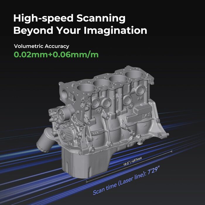 Сканер Creality Raptor X, бездротове сканування, 0,02 мм0,06 мм/м, 60 кадрів/с, 34-лінійний крос-лазер, 7-лінійний паралельний лаз