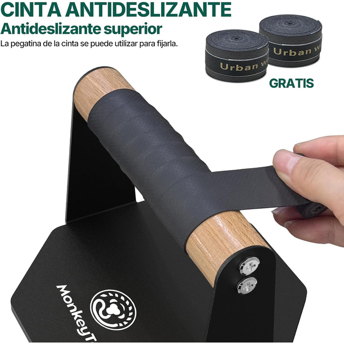 Ручки для віджимань MonkeyTail Обладнання для домашнього спортзалу для віджимань та тренування мязів рук Ручка з пінопласту (чорна) Виготовлена з заліза дерева