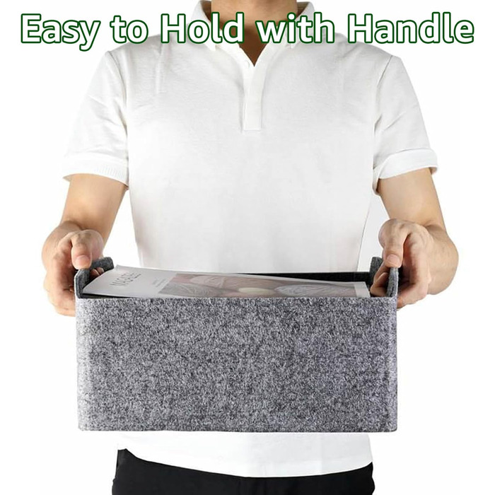 Набір фетрових кошиків WOPPLXY з 4 предметів, фетрова коробка 30,5 x 24 x 15 см, сірий фетровий кошик для шаф, книжкових полиць та шухляд