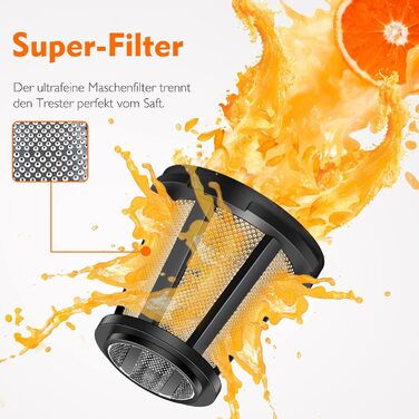 Переможець тесту овочів та фруктів AMZCHEF Juicer - Соковижималка Slow Juicer з функцією зворотного жування - Ніжне подрібнення без фільтрації - Електрична соковижималка зі щіткою та 2 чашками - Срібло