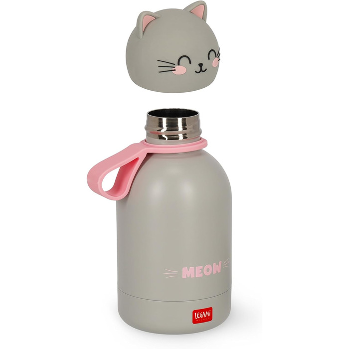 Дитяча пляшка для води Legami Hot&Cold BFF, дизайн Kitty, двошарова нержавіюча сталь 18/8 з герметичним ущільненням, зберігає напої гарячими протягом 12 годин і холодними протягом 24 годин, об&39єм 310 мл