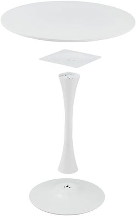 Сучасний круглий білий стіл, простий обідній стіл для відпочинку, скандинавський журнальний столик, столик для молочного чаю, стіл для переговорів, стиль тюльпан, балконний столик, невеликий круглий столик та стільці (розмір 70 см, колір білий)