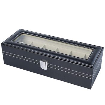Звичайний чохол для годинника шкіра штучна, 30 x 11 x 8 см Водонепроникний чоловічий органайзер із 6 відділеннями, мяка підкладка, знімна подушечка для годинника, дорожній чохол