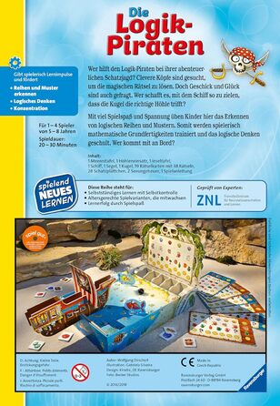 Логічні пірати - грай і вчись для дітей, навчальна гра для дітей від 5 до 8 років, грайливе навчання для 1-4 гравців, 24969 -