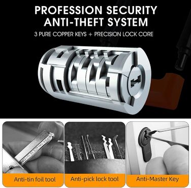 Велосипедний замок ICOCOPRO U-lock, U-подібний замок 18,7 мм, надміцний U-подібний замок високої безпеки, велосипедний замок з 3 ключами, U-подібні замки для гоночних велосипедів, гірських велосипедів, чорний