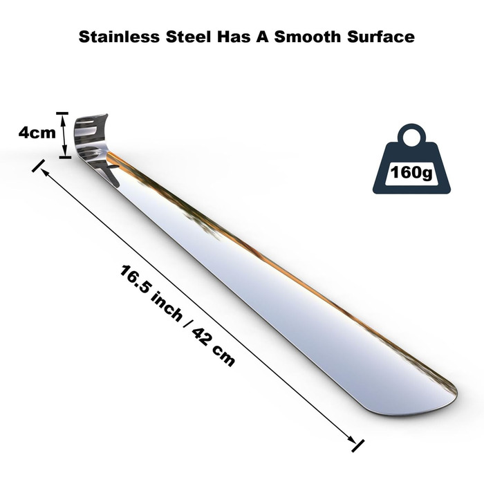 Рожок для взуття довгий 42 см Рожок для взуття довгий металевий Дуже стійкий З ергономічною формою Дуже стійкий дизайн Ідеально пі